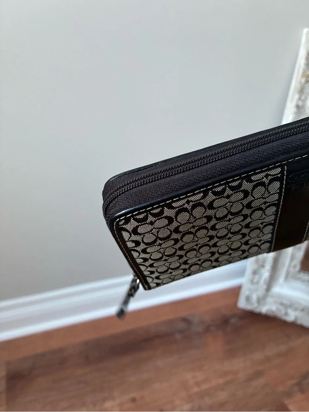 Coach Signature Jacquard Monogram Zip Around Long Wallet